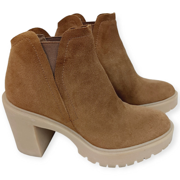 Dolce Vita SZ 7 Cashe H2O Waterproof Lugged Sole Camel Suede Boots Retro $160 - Picture 2 of 8